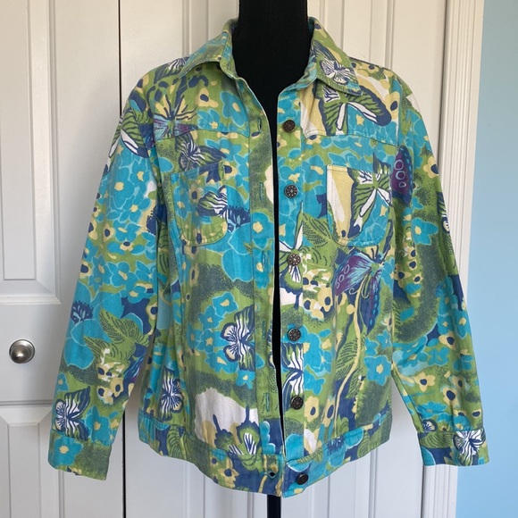Tropico Large 100% Cotton Adorable Butterfly And Floral Patterned Denim Jacket - Picture 9 of 10